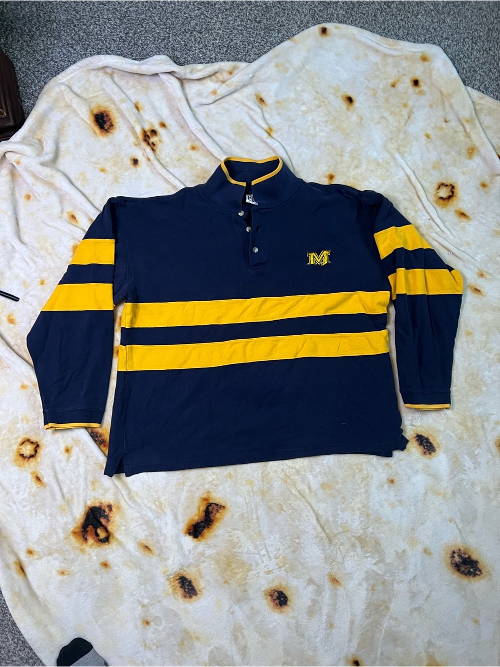 Michigan Wolverines Navy & Maize Rugby Shirt with 'M' Logo